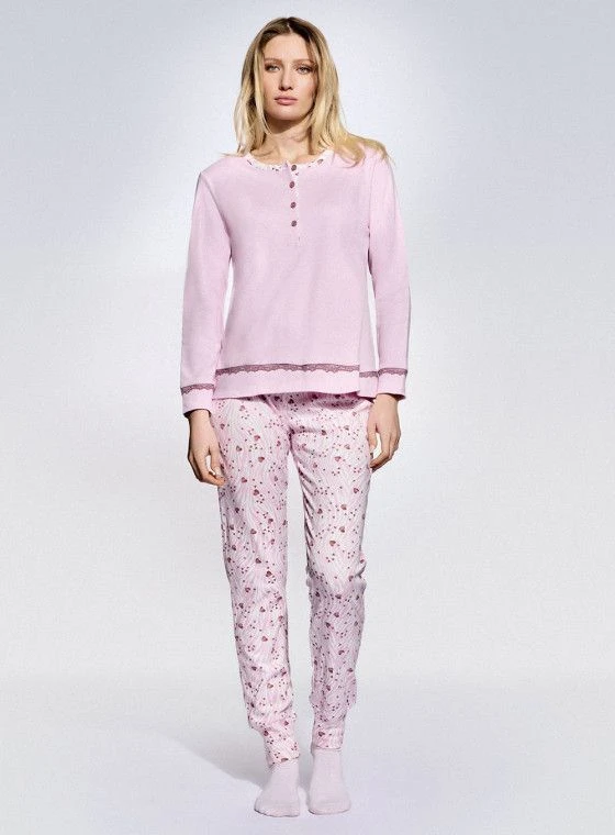 Pigiama Donna 100% Cotone Caldo Interlock Infiore 2046 1 Pigiama Donna 100% Cotone Caldo Interlock Infiore 2046