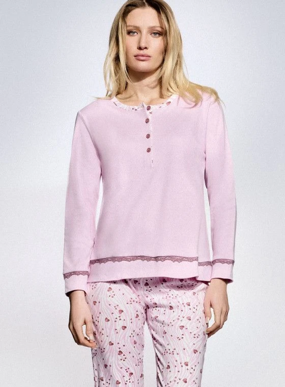 Pigiama Donna 100% Cotone Caldo Interlock Infiore 2046 2 Pigiama Donna 100% Cotone Caldo Interlock Infiore 2046 - immagine 2