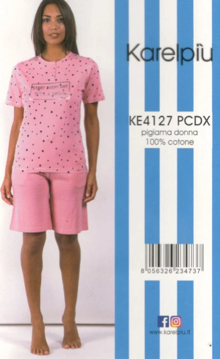 Pigiama Donna Corto Calibrato 100% Cotone Karelpiu' 4127 1 Pigiama Donna Corto Calibrato 100% Cotone Karelpiu' 4127