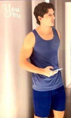 Pigiama Uomo Corto Canottiera 100% Cotone You & Me 639 -Intimo Bello Negozio 639 a 1