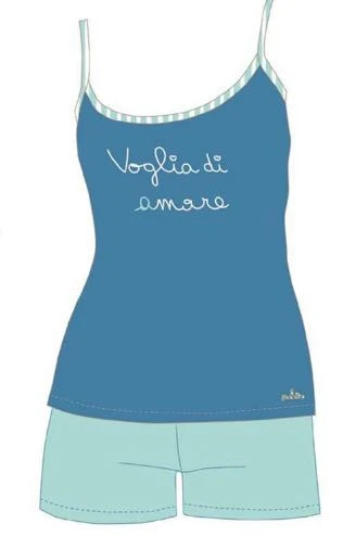 Pigiama Donna Corto Canottiera 100% Cotone You & Me 658 3 Pigiama Donna Corto Canottiera 100% Cotone You & Me 658 - immagine 3
