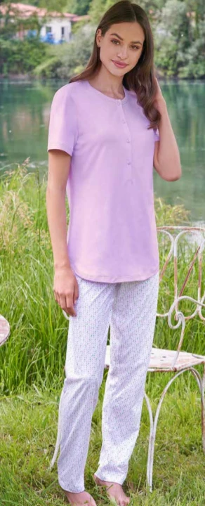 Pigiama Donna M/M Aperto Pantalone Lungo 100% Cotone Linclalor 74536 1 Pigiama Donna M/M Aperto Pantalone Lungo 100% Cotone Linclalor 74536