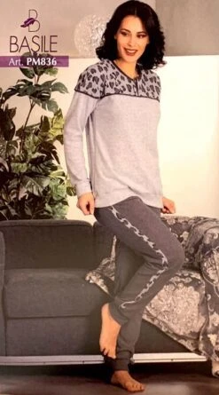 Pigiama Donna Cotone Felpato Punto Milano Basile 836 Fine Serie Outelt