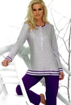 Pigiama Donna Calibrato 100% Caldo Cotone Linclalor 92022 Outlet